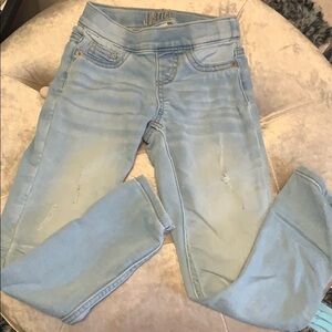 Justice light wash mid rise jean legging, 7 slim